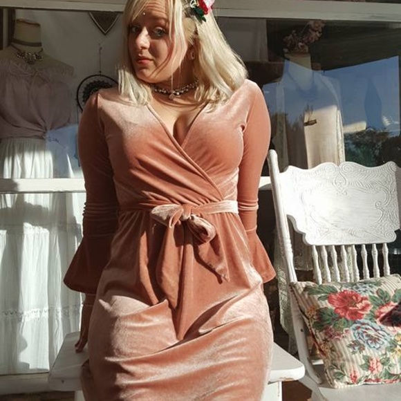 dusty rose wrap dress